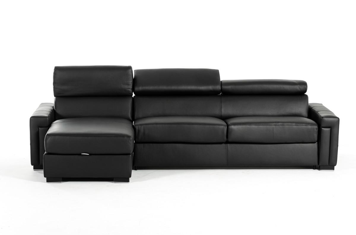 

                    
Buy Black Genuine Leather Sectional Sofa Bed VIG Estro Salotti Sacha MADE IN ITALY
