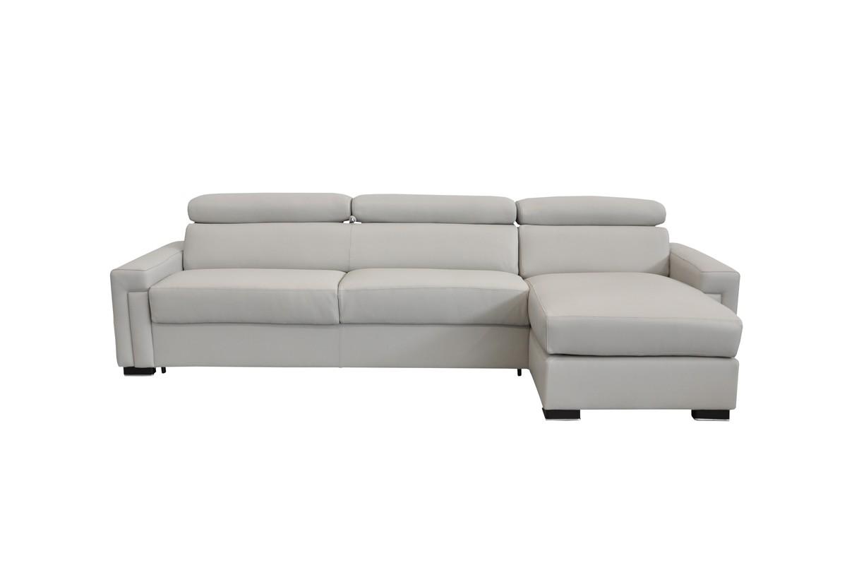 

    
VGNTSACHA-E3018 Grey Full Genuine Leather Sectional Sofa Bed VIG Estro Salotti Sacha Modern
