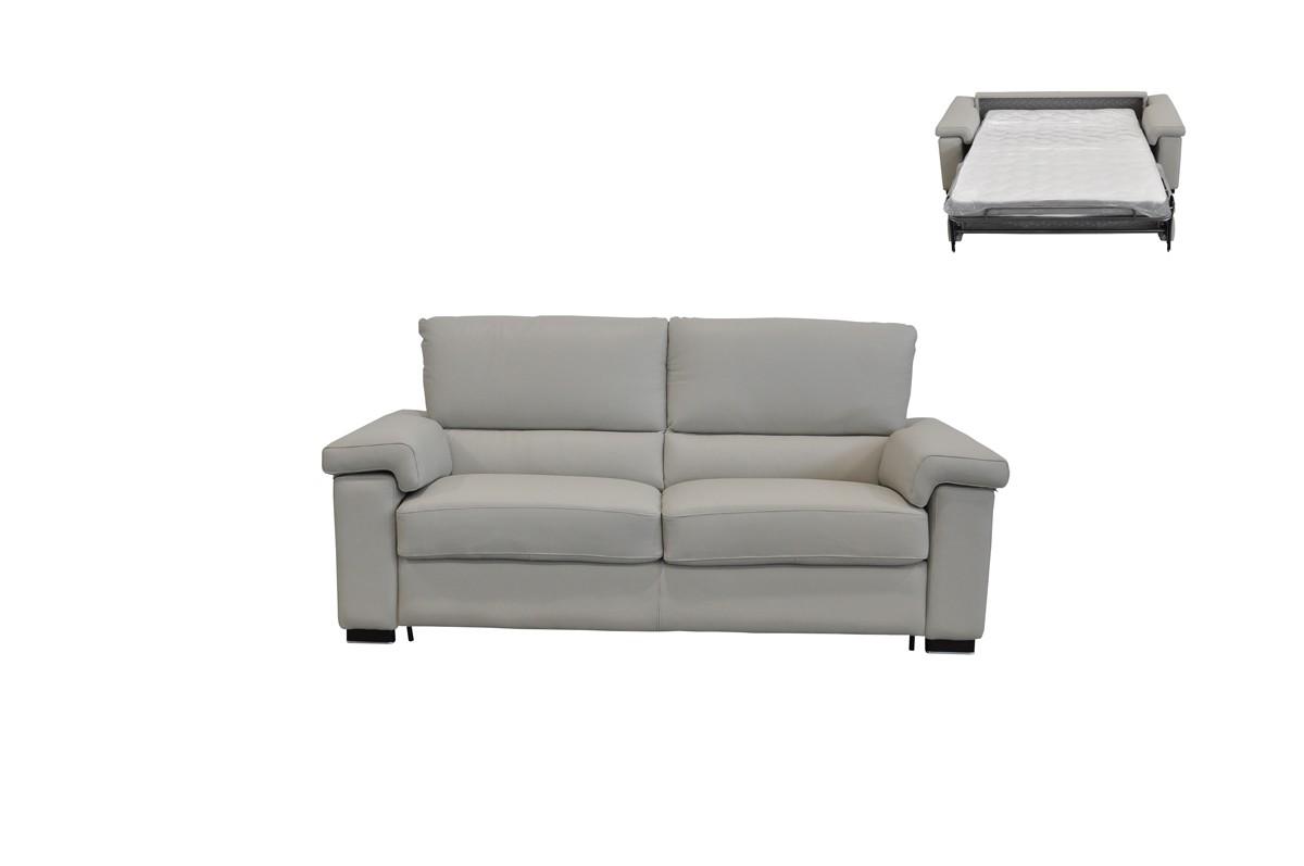 Contemporary, Modern Sofa bed VGNTSPOCK-E3018 VGNTSPOCK-E3018 in Light Gray Italian Leather