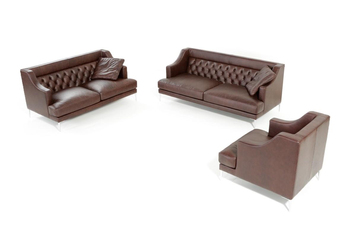 Contemporary, Modern Sofa Set VGNTULYSSES-BRN VGNTULYSSES-BRN in Brown Full Leather