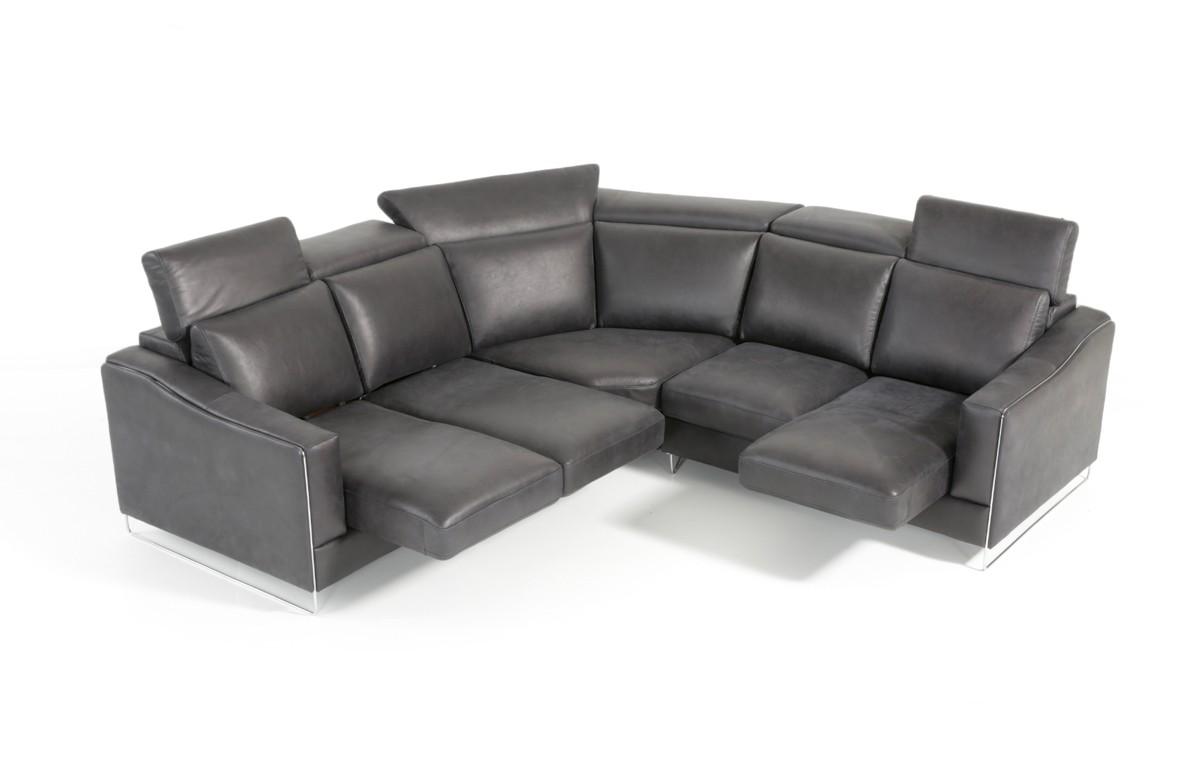 Contemporary, Modern Sectional Sofa Estro Salotti Ethan VGNTETHAN-EMORY-BLK in Black Italian Leather