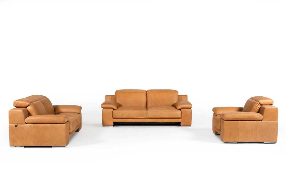 

    
 Order  Cognac Full Italian Leather Sofa Set 3Pc Modern VIG Estro Salotti Evergreen
