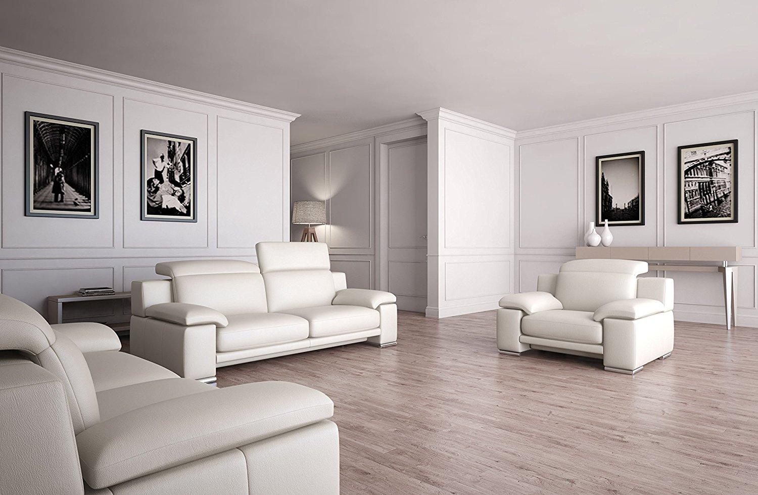 Modern Sofa Set VGNTEVERGREEN-WHT VGNTEVERGREEN-WHT in White Italian Leather