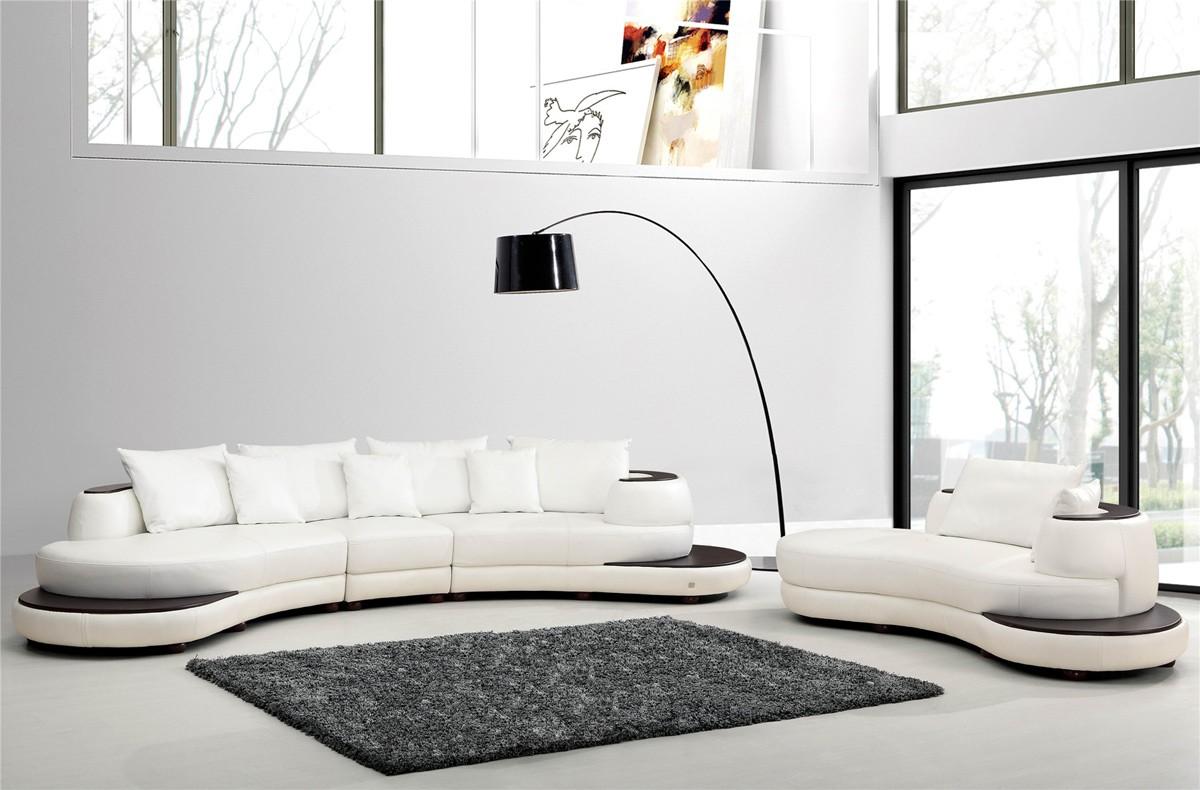 

    
Rounded White Bonded Leather Sectional Sofa Set 2Pcs VIG Modern Divani Casa 109

