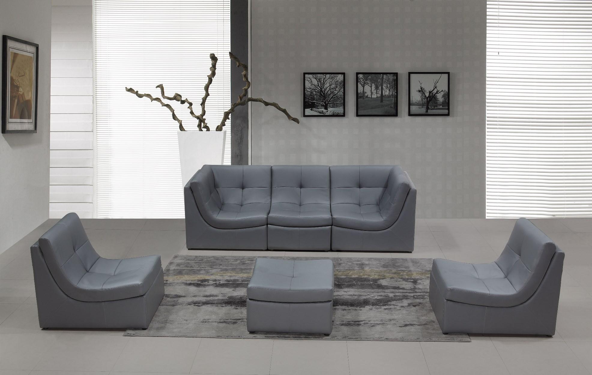 

    
Grey Bonded Leather Sectional Modular Sofa Set VIG Divani Casa 207 Modern
