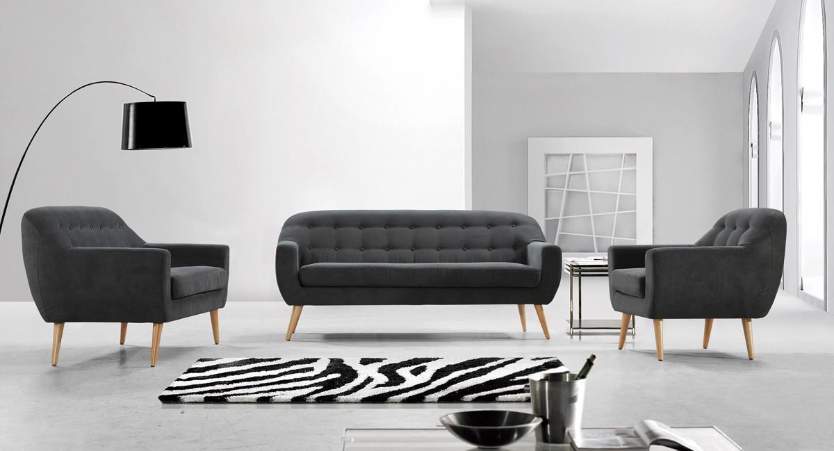 Modern Sofa Set Divani Casa Afton VG2T0856-GRY Set-3 in Gray Fabric