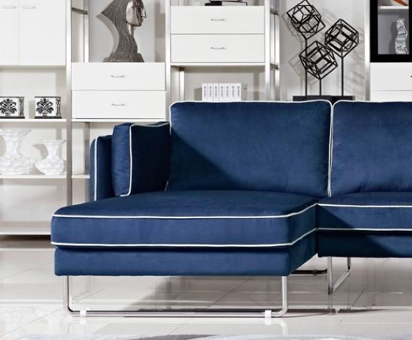 

    
Blue Fabric Sectional Sofa VIG Divani Casa Anchusa Modern Left Facing Chaise
