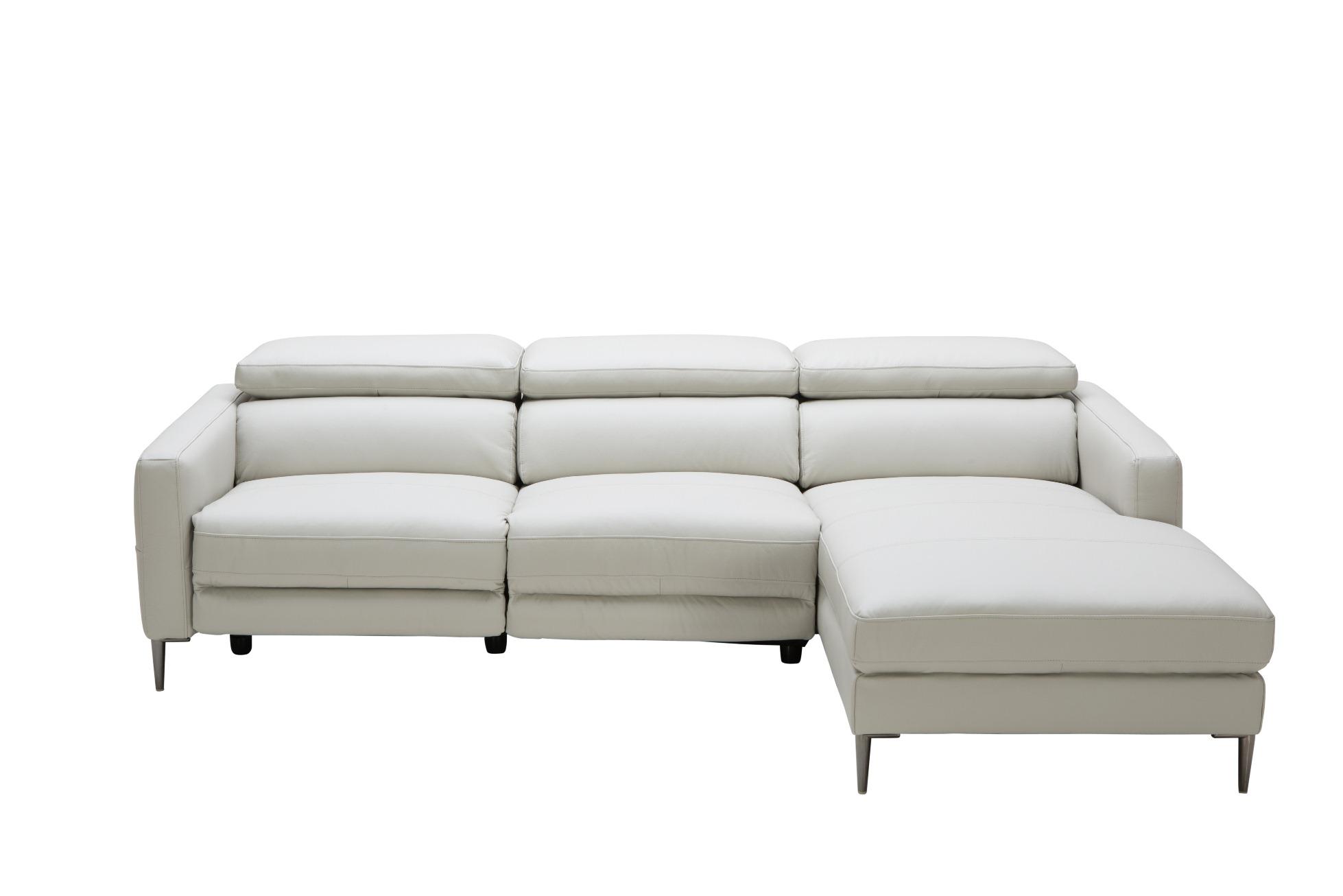 Modern Sectional Sofa Divani Casa Booth VGKK5237-LTGRY-RHC in Gray Leather