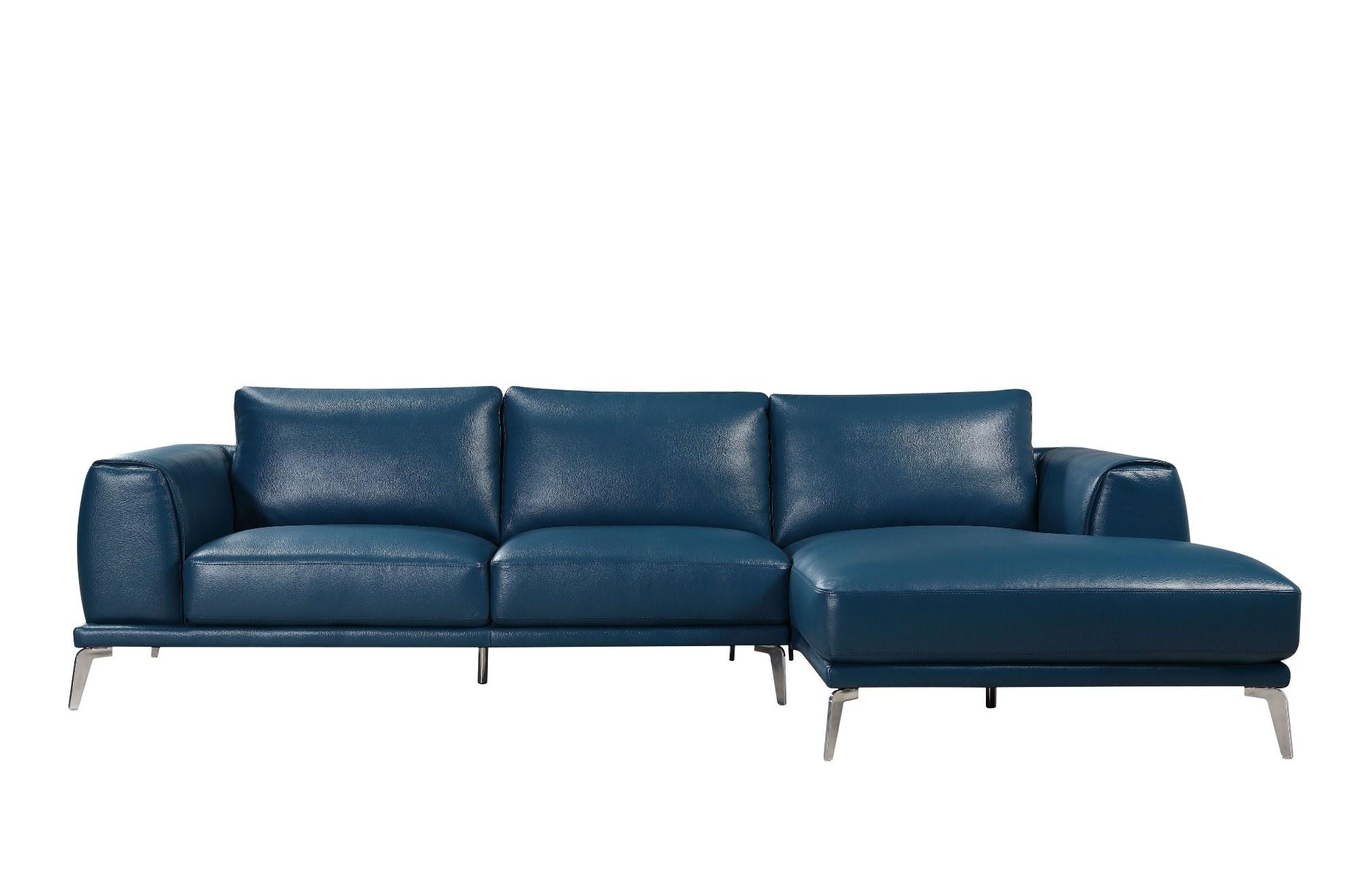

    
Modern Blue Bonded Leather Sectional Sofa Right Chaise VIG Divani Casa Drancy
