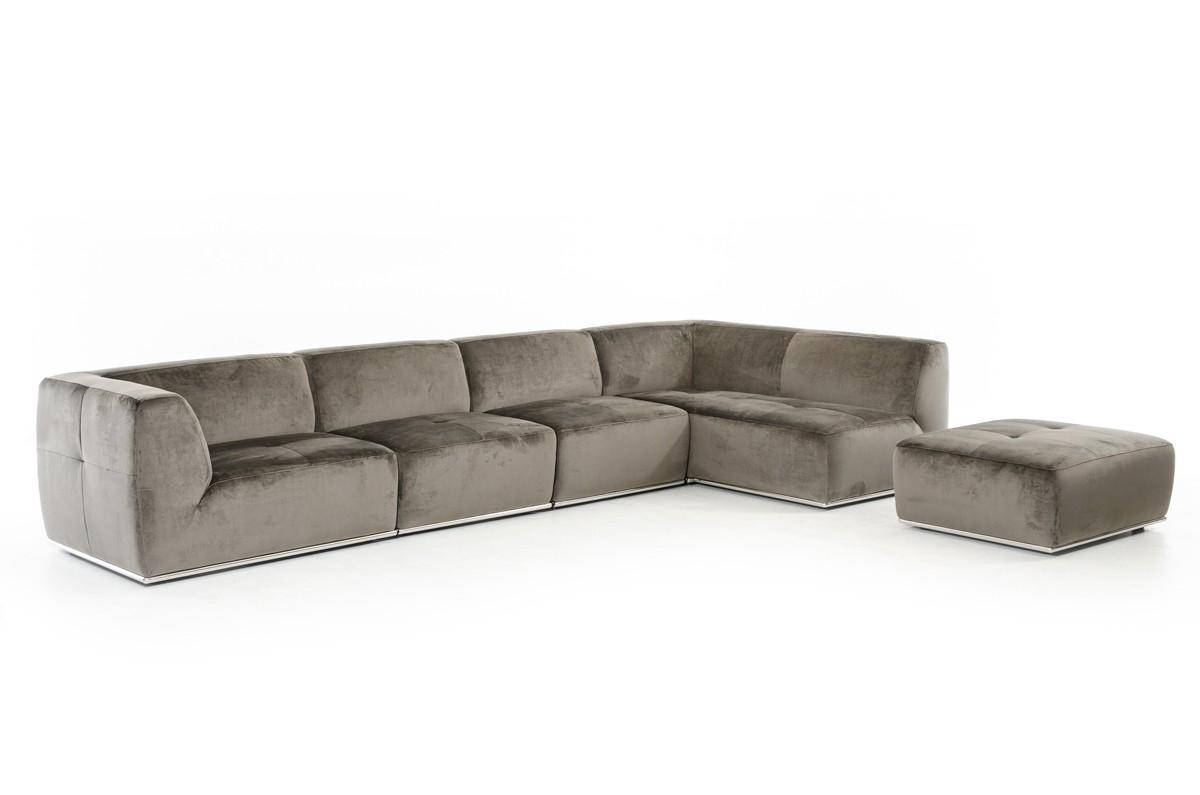 

    
Grey Fabric Sectional Sofa w/Ottoman RHC VIG Divani Casa Hawthorn
