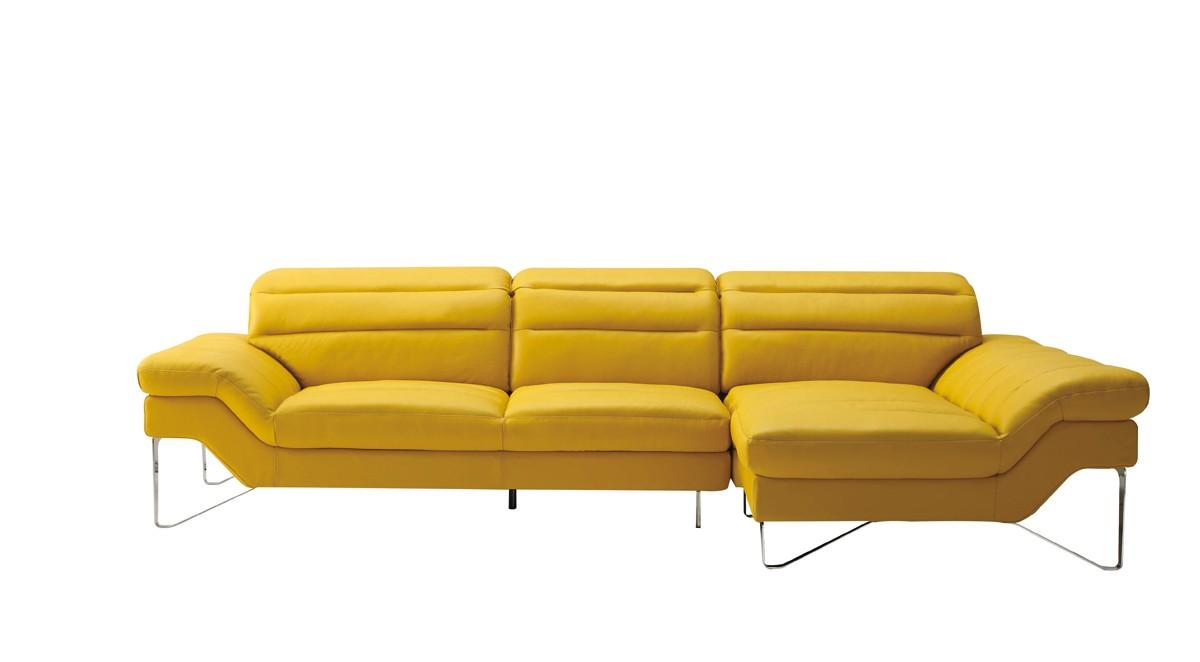 Modern Sectional Sofa Divani Casa Leven VGCA-SP-994B in Yellow Italian Leather