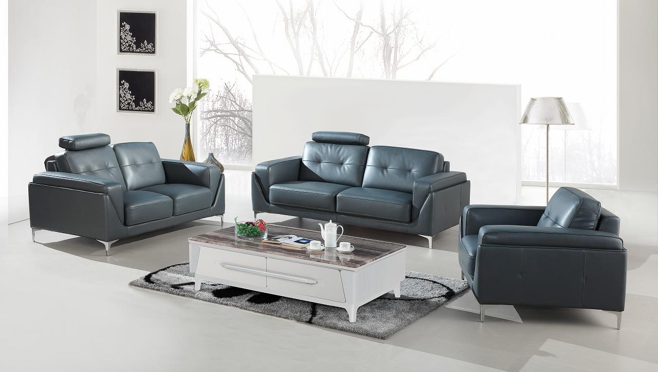 Modern Sofa Loveseat and Chair Set Divani Casa Markham VGBNSBL-9211-GRY Set-3 in Gray Bonded Leather