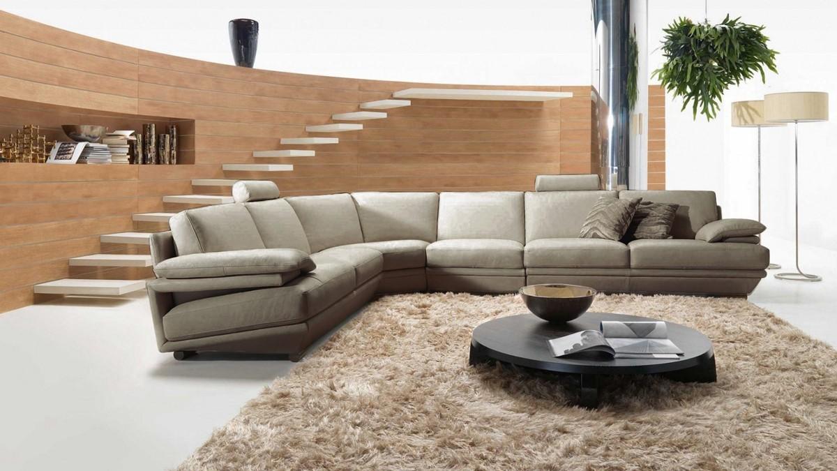 Modern Sectional Sofa Divani Casa Ozia VGBNBQ-002-GRY in Gray Leather Match