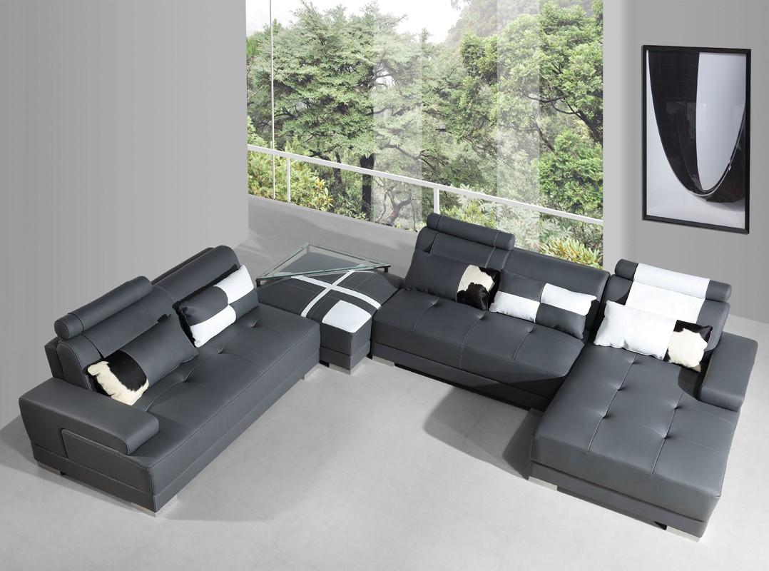 

    
Grey Faux Leather Sectional Sofa Ottoman End Table Set 4 VIG Divani Casa Phantom
