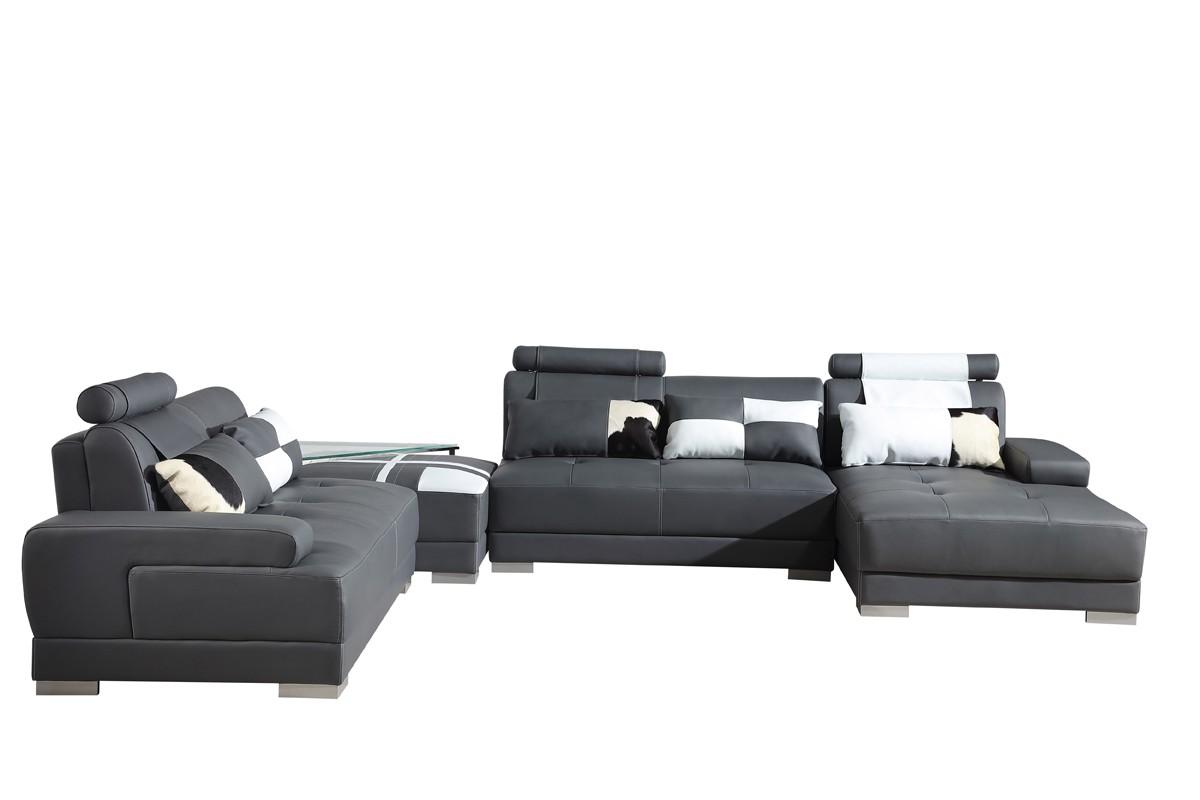

        
VIG Furniture Divani Casa Phantom Sectional Sofa Set Gray/White Bonded Leather 00840729100755
