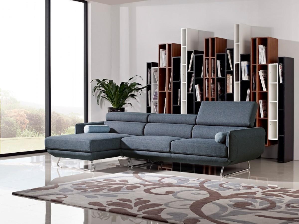

    
Blue Fabric Sectional Sofa VIG Divani Casa Pierce Modern Left Facing Chaise
