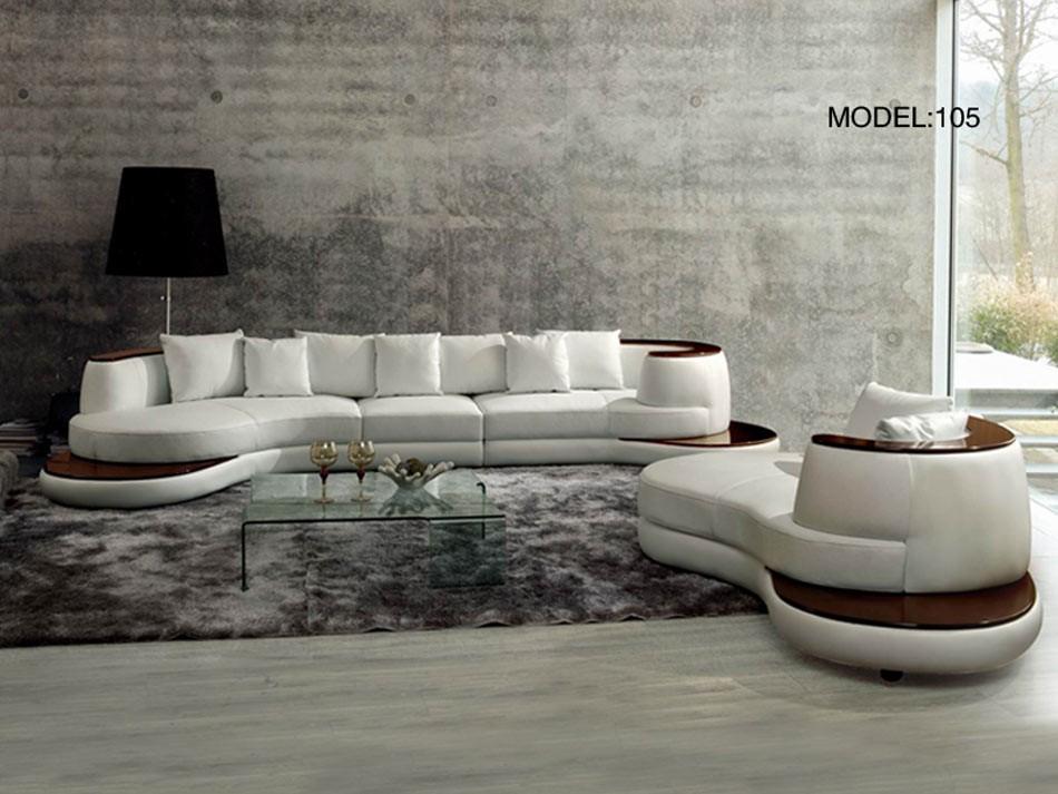 

    
Rounded Leather Sectional Sofa With Wood Trim VIG Divani Casa Rodus Modern
