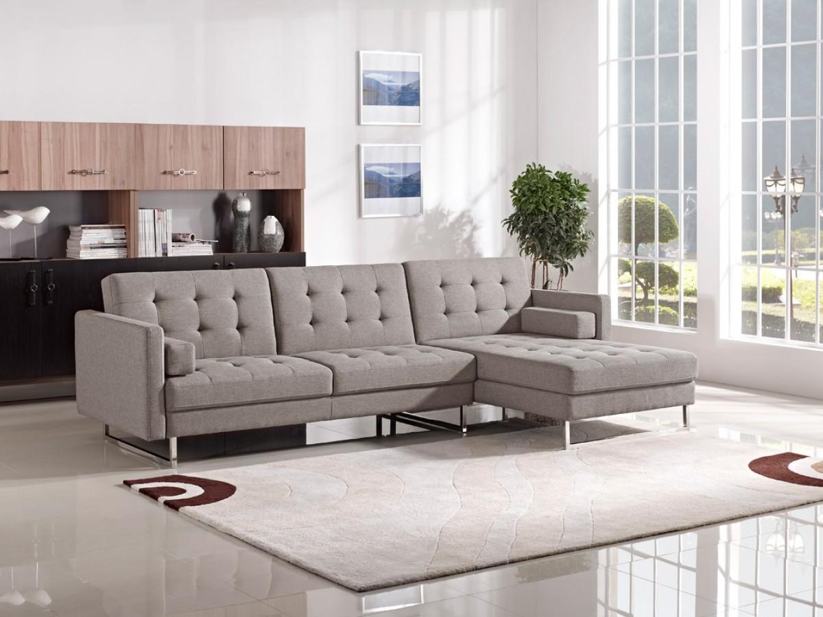 Contemporary, Modern Sectional Sofa Bed Divani Casa Smith VGMB1471B-BRN in Gray Fabric