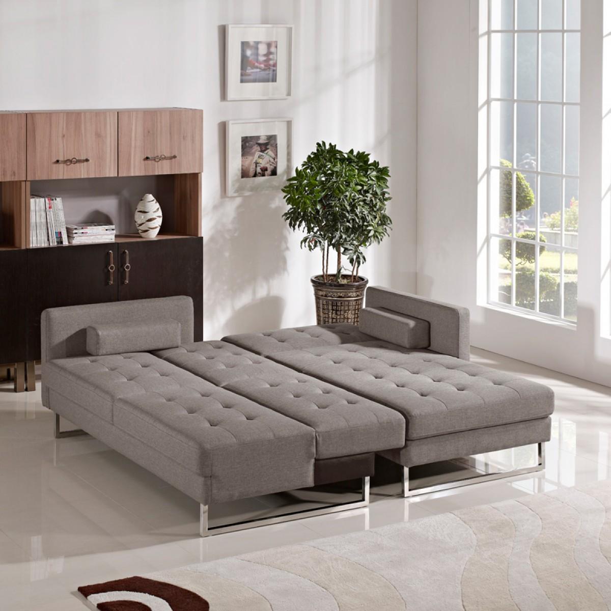 

    
VIG Furniture Divani Casa Smith Sectional Sofa Bed Gray VGMB1471B-BRN
