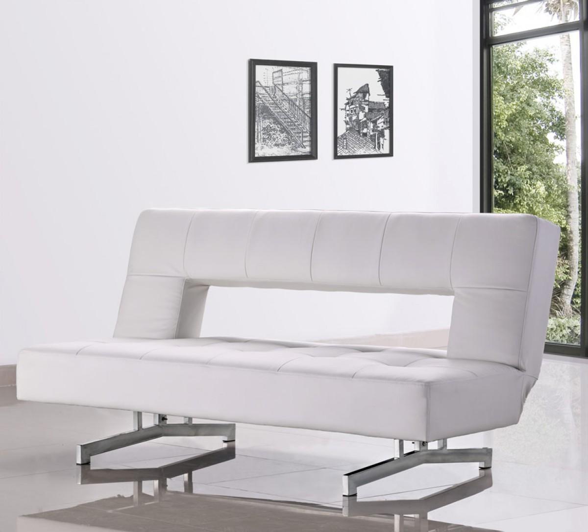 

    
Fold-Out Leatherette Tufted Sofa Bed VIG Divani Casa Wilshire White Modern
