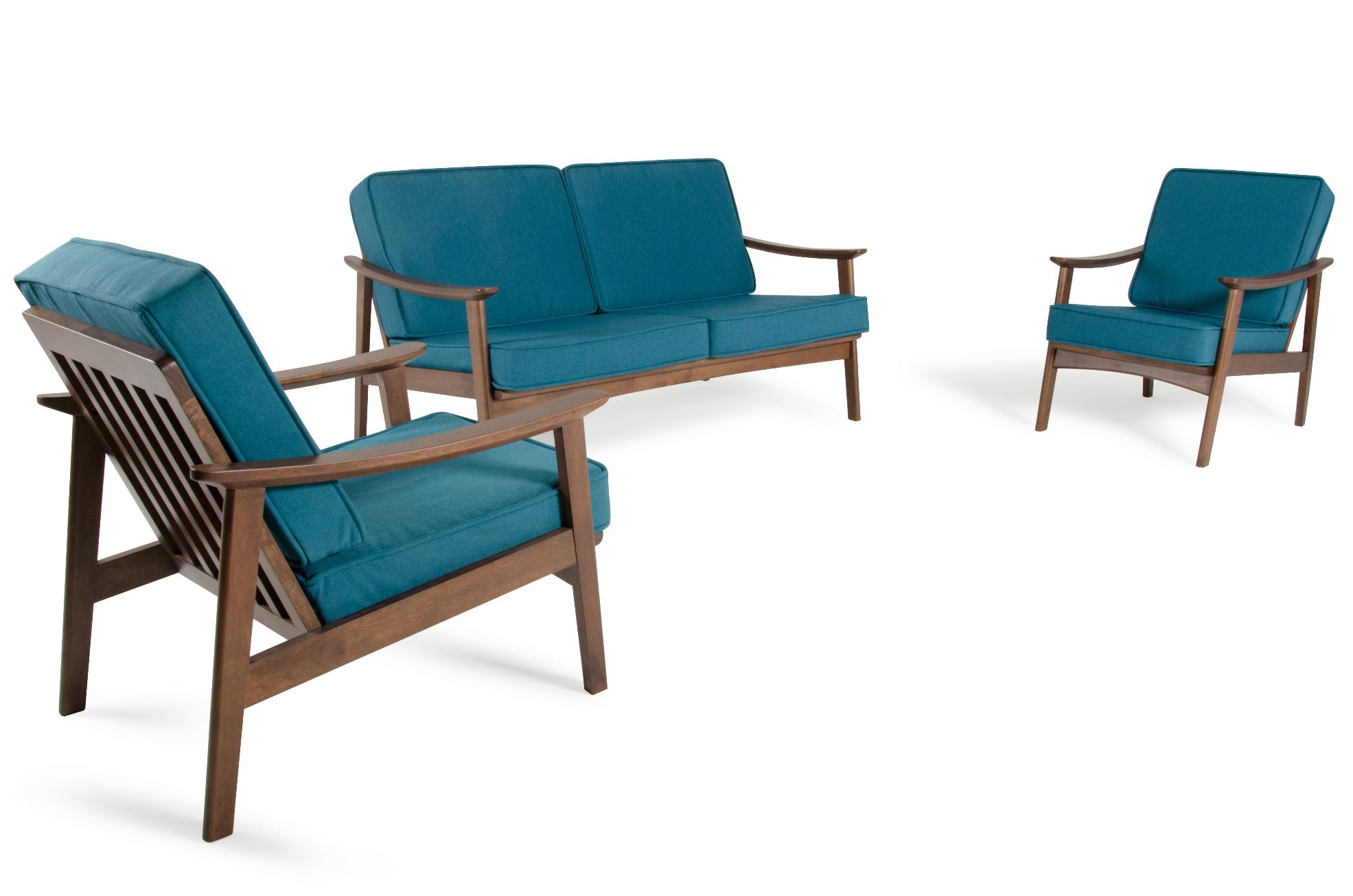 

    
Modern Blue & Walnut Loveseat and 2 Chairs Set 3Pcs VIG Modrest Ridge
