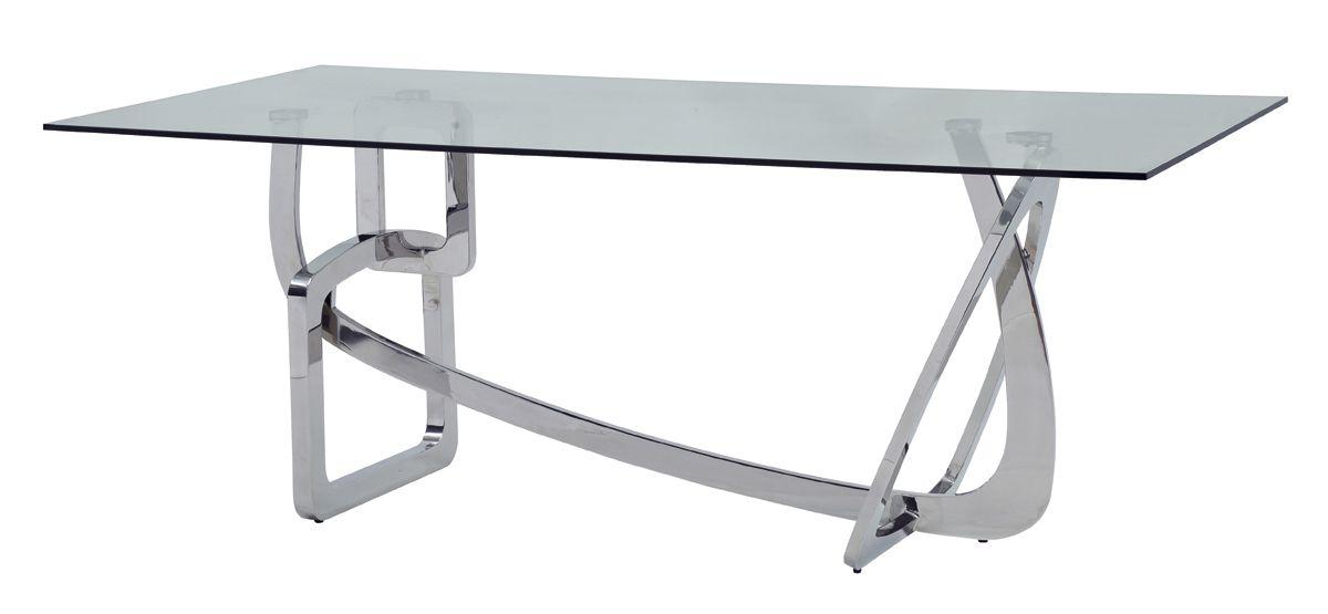 Contemporary, Modern Dining Table Adelaide VGVCT1301S in White, Silver 