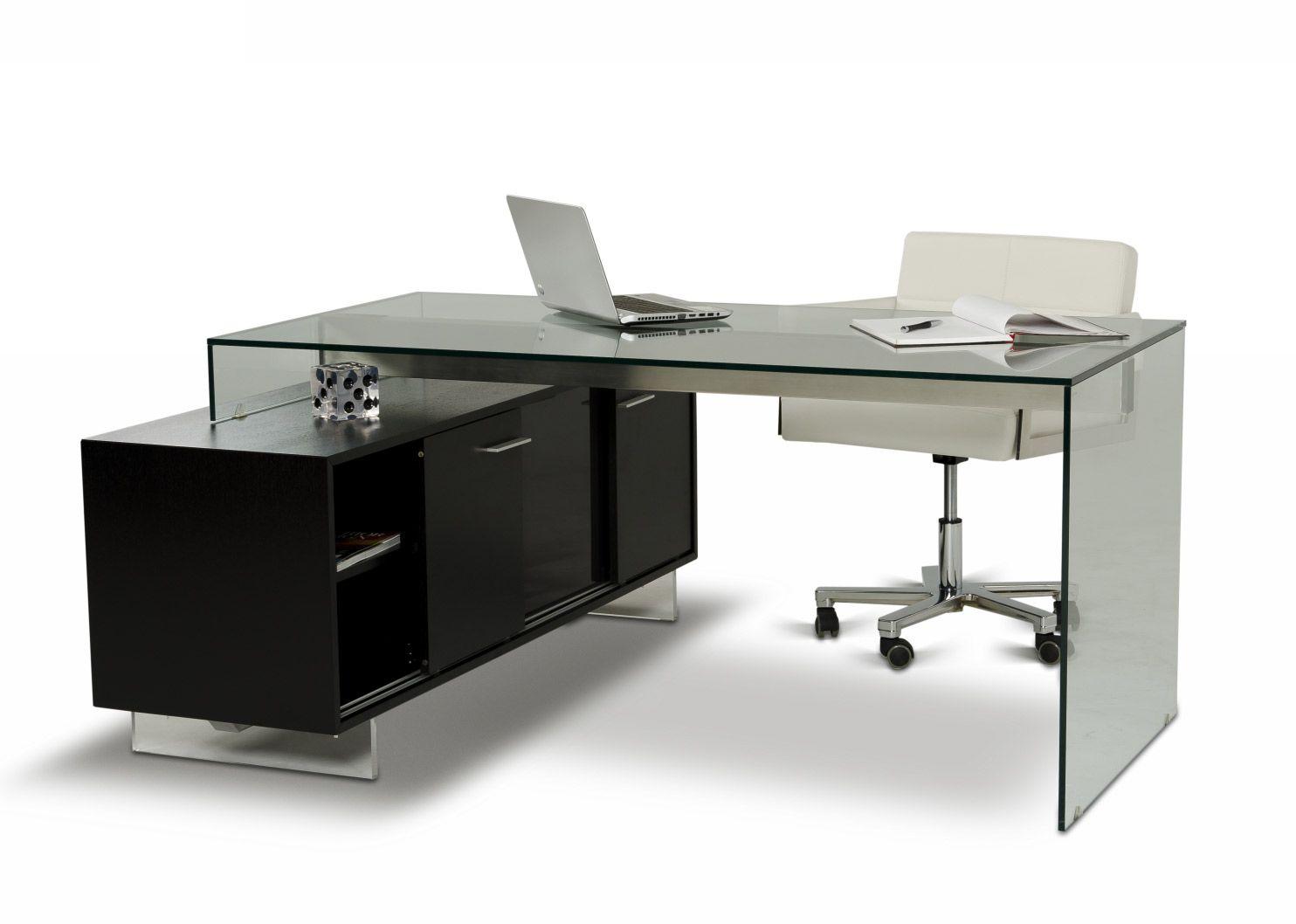 Contemporary, Modern Office Desk Alaska VGWCALASKA-OFF-BLK in Black Oak 