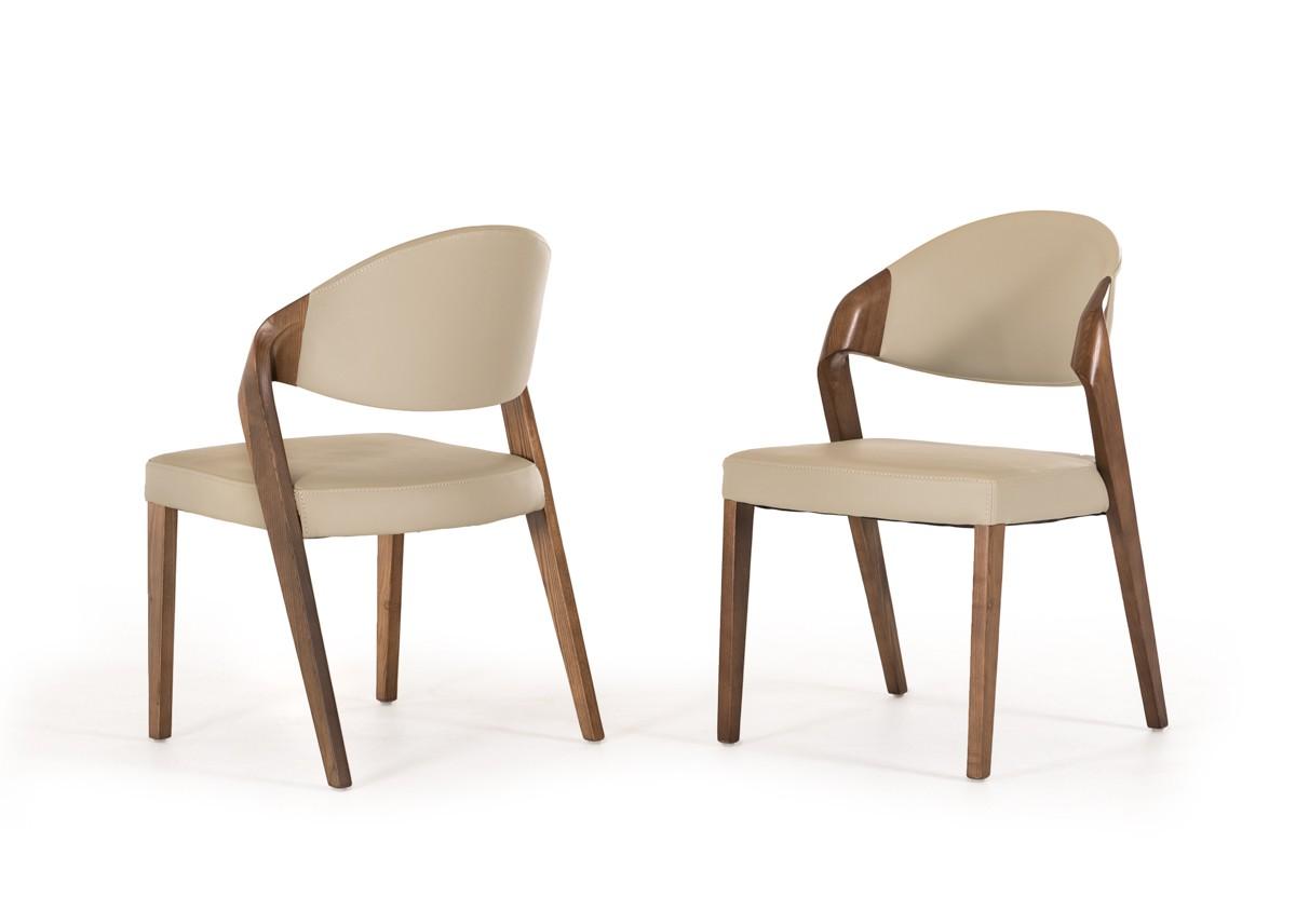 Modern Dining Chair Set Modrest Arlo VGCSCH-1488-GRY in Walnut, Gray Leatherette