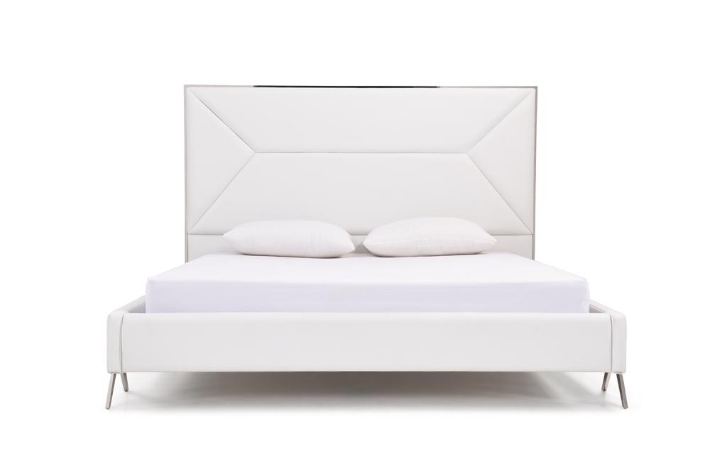 Contemporary, Modern Platform Bed Modrest Candid VGVCBD1109-EK in White Leatherette