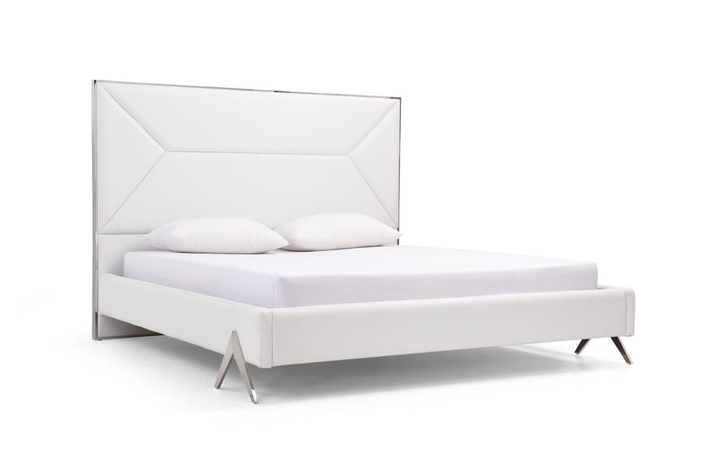 Modern Platform Bed Modrest Candid VGVCBD1109-Q in White Leatherette