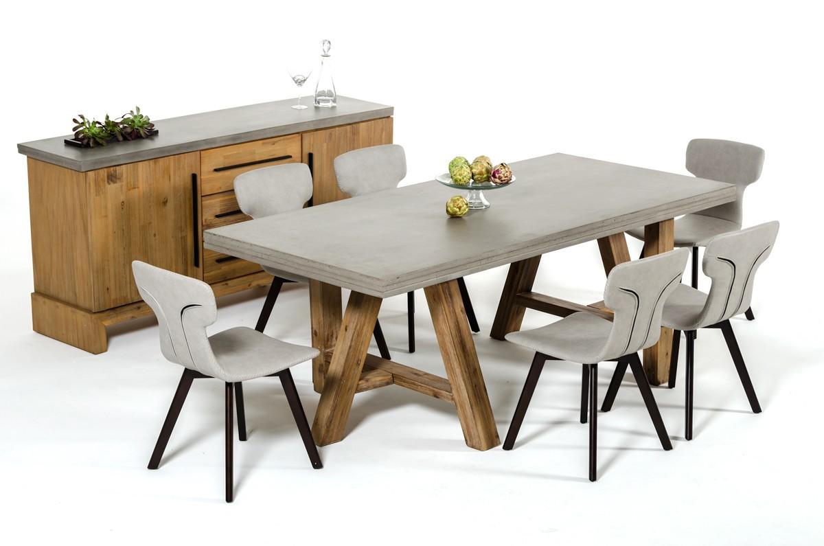 

    
VIG Modrest Civic Modern Concrete & Acacia Dining Table Grey Eco-Leather Chair Set 7Pcs Contemporary
