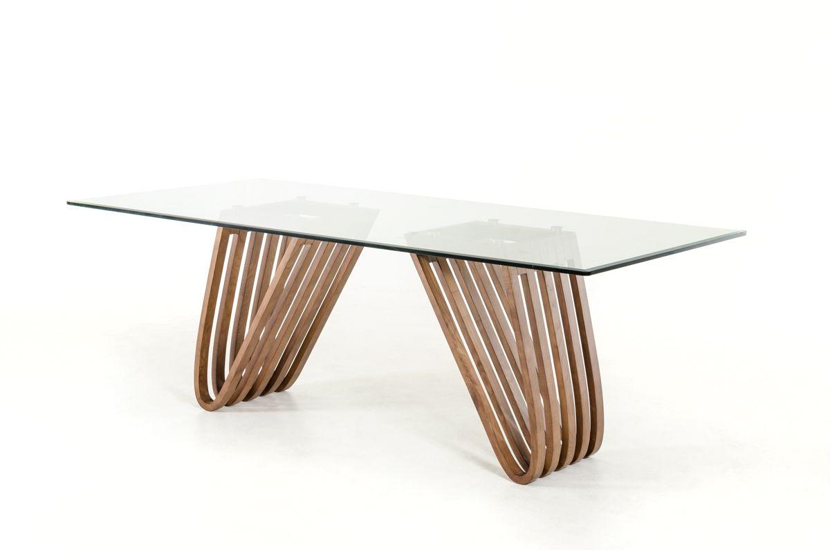 Contemporary, Modern Dining Table Draper VGCSDT-1498-GLS in Walnut 