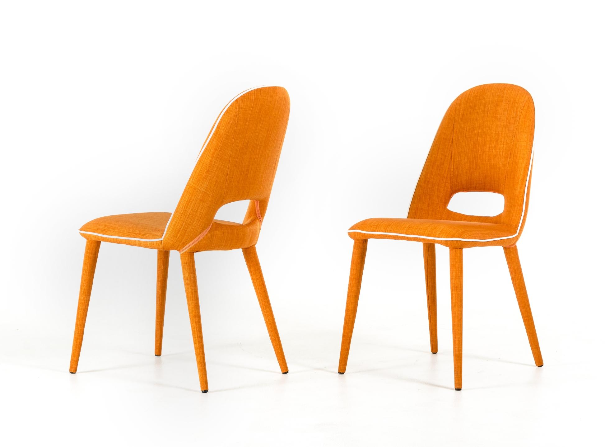 Modern Dining Side Chair Modrest Eugene VGEUMC-8161CH in Orange Fabric