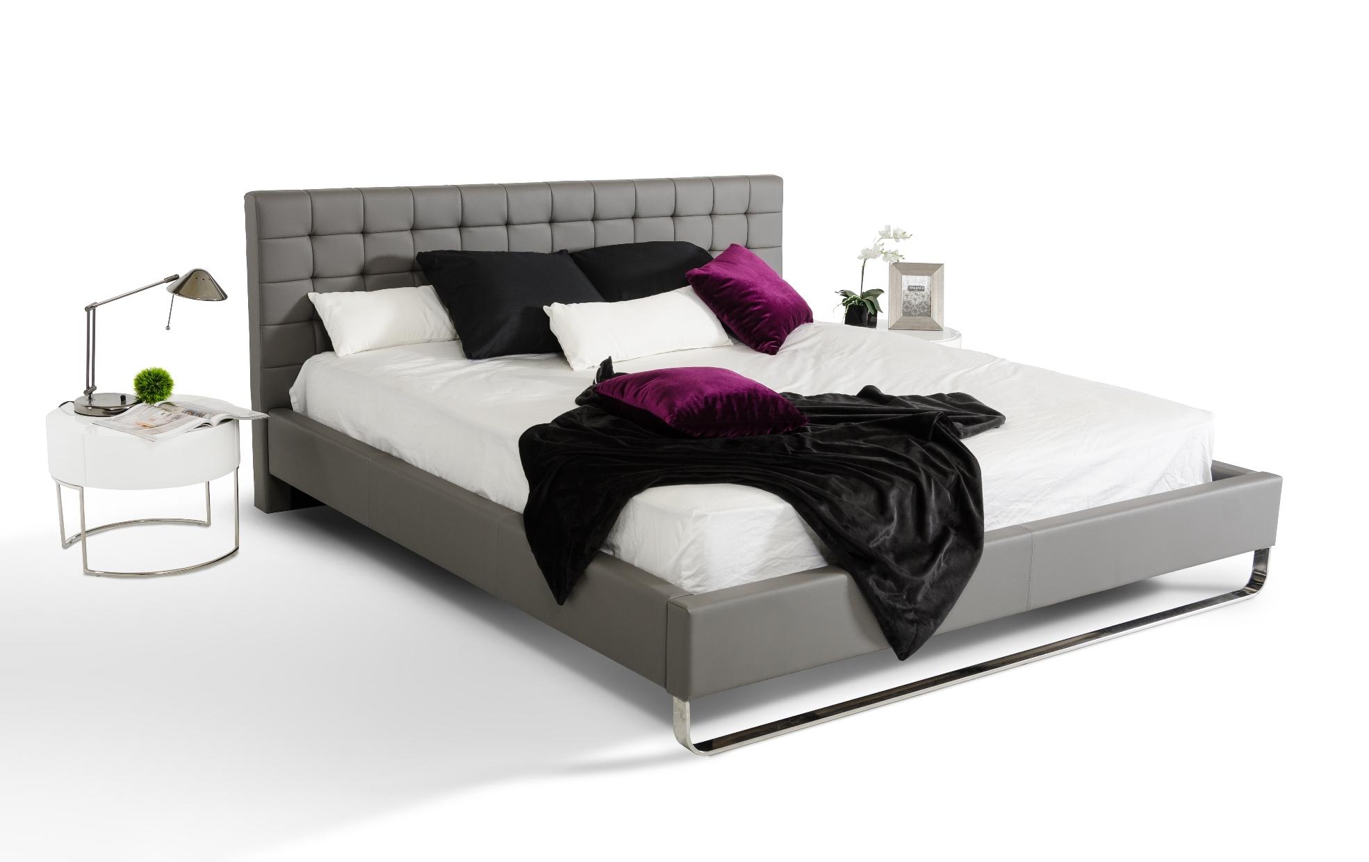 Contemporary, Modern Platform Bed Modrest Gemma VGJY239B-T-GRY-EK in Gray Leatherette