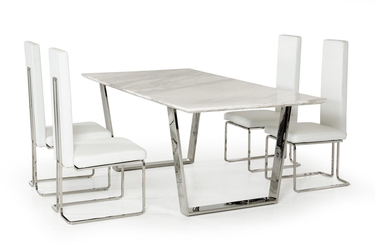 

    
VIG Modrest Heidi Modern Marble Dining Table White Leatherette Chairs Set 5 Pcs Modern
