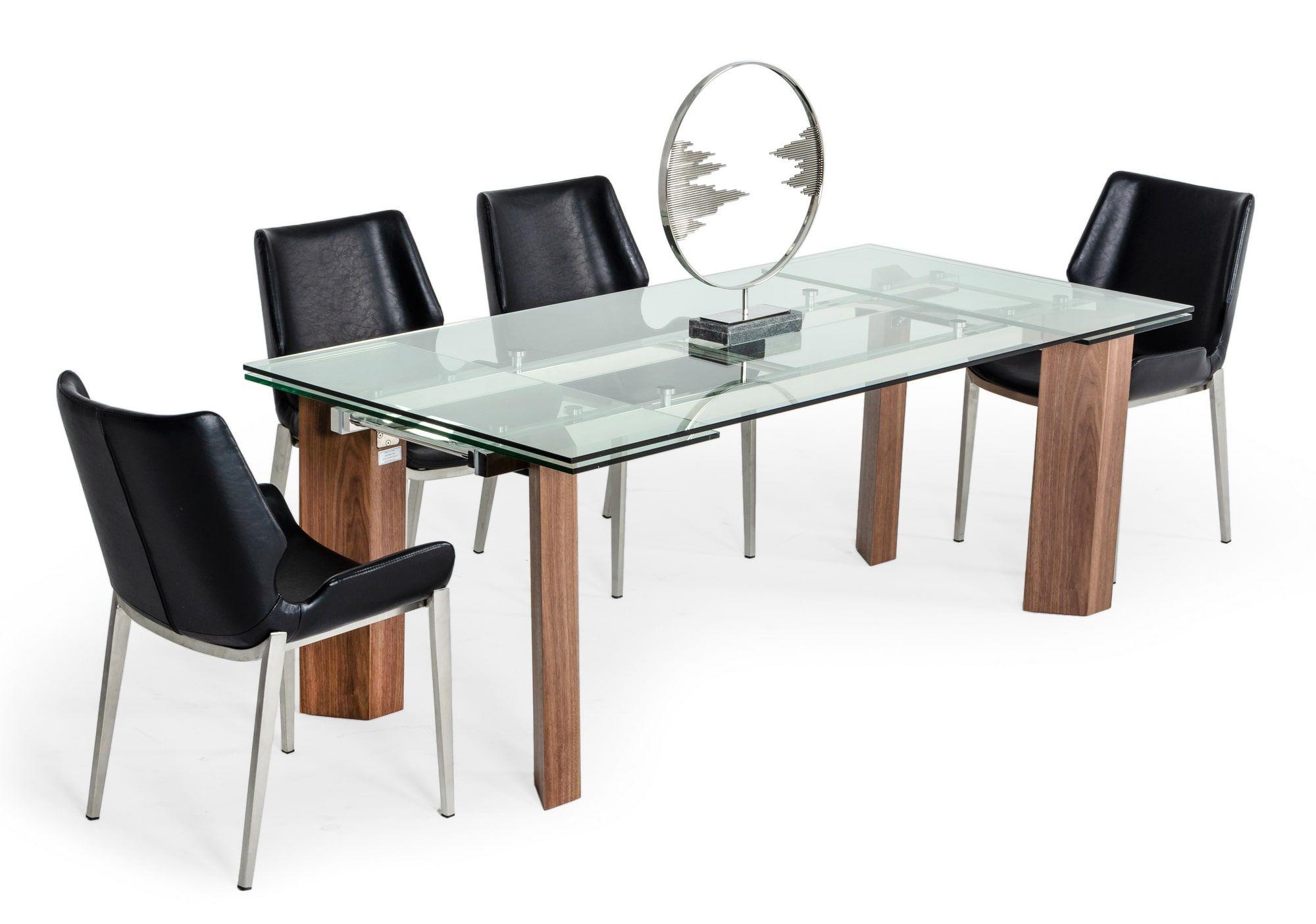 

    
Extendable Glass Large Dining Table + 4 Chairs by VIG Modrest Helena
