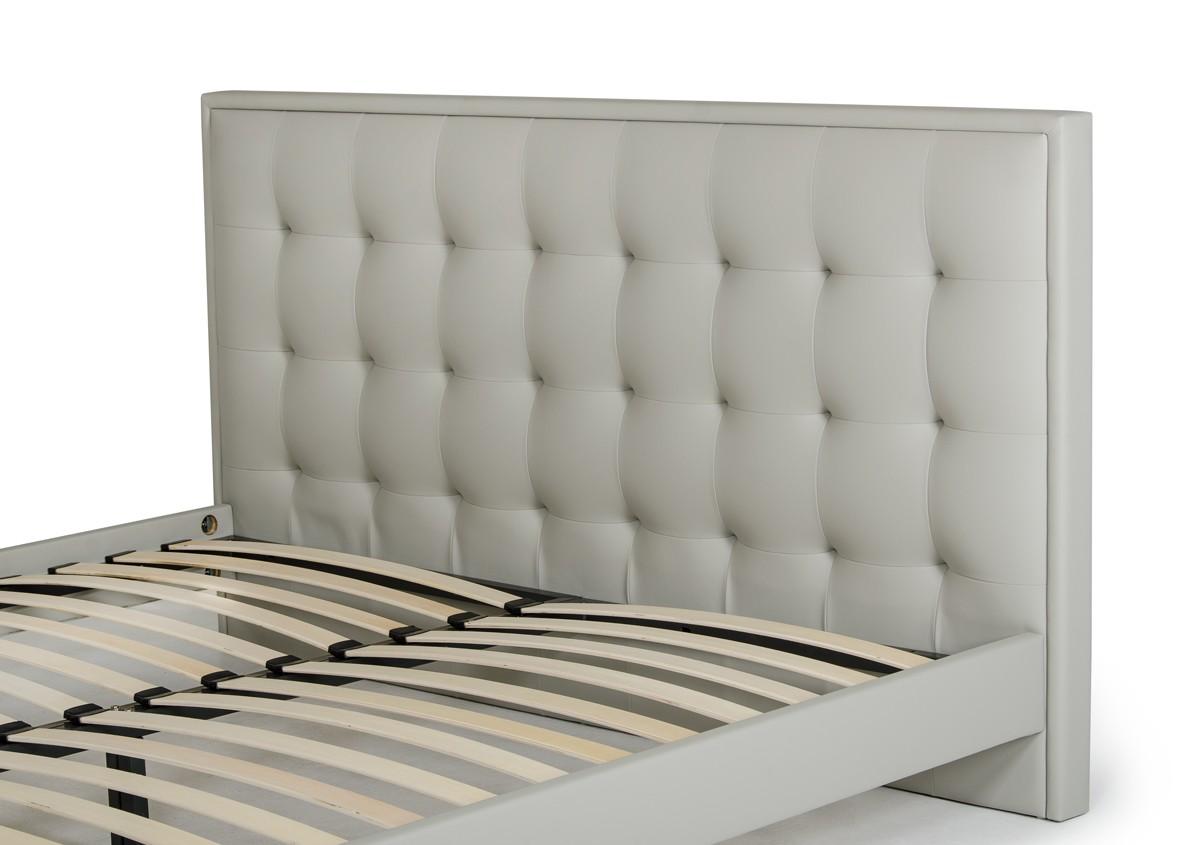 

    
 Shop  VIG Modrest Hera Grey Leatherette Tufted Headboard Queen Bedroom Set 5Pcs Modern
