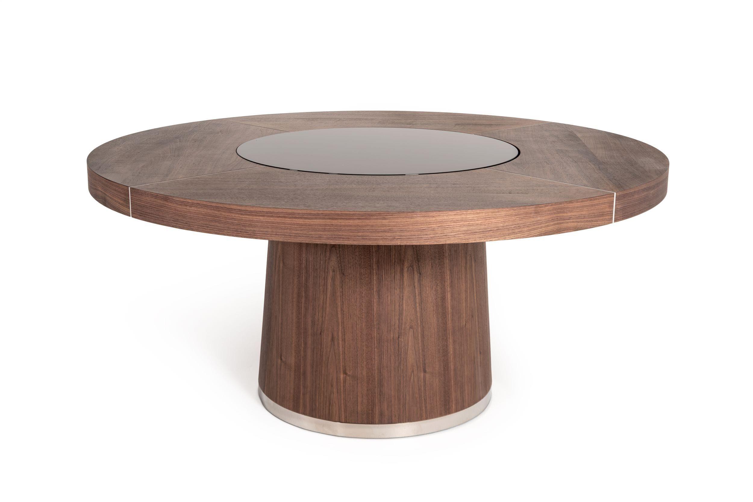 

    
Walnut & Black Round Modern Dining Table by VIG Modrest Houston
