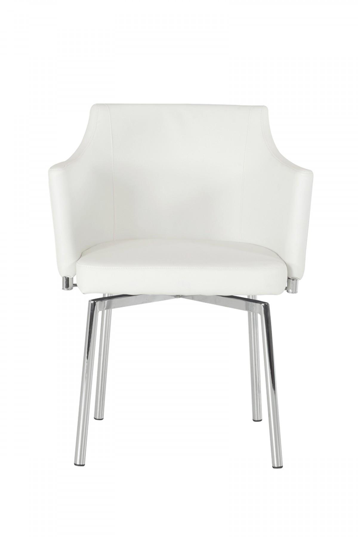 

    
White Leatherette Swivel Dining Chair Set 2 Pcs VIG Modrest Kaweah Modern
