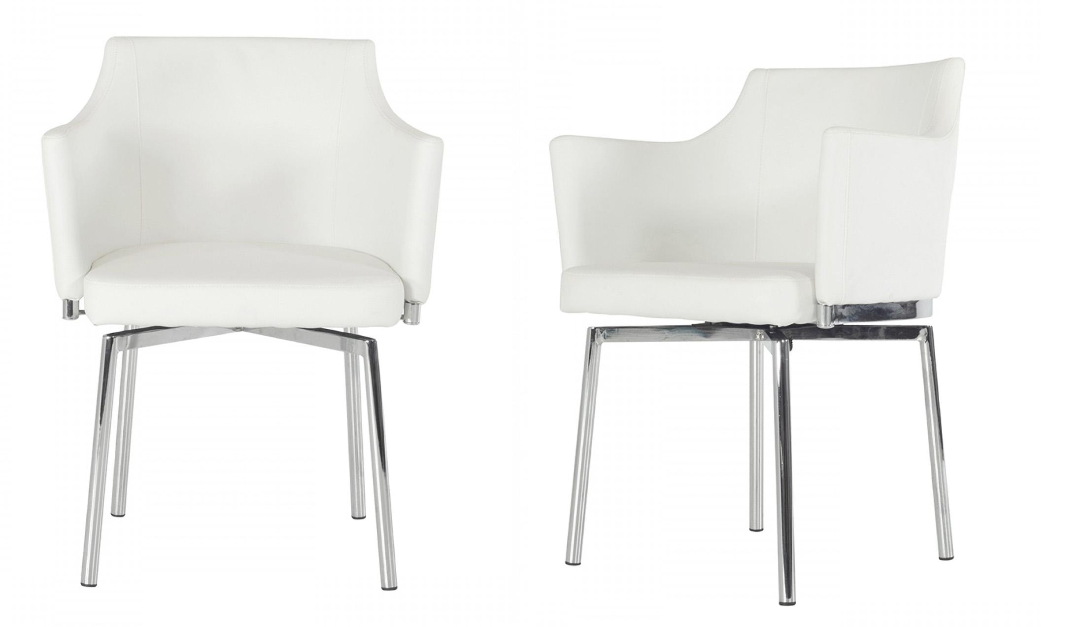 Modern Dining Arm Chair Modrest Kaweah VGHR3149-WHT-Set-2 in White Leatherette