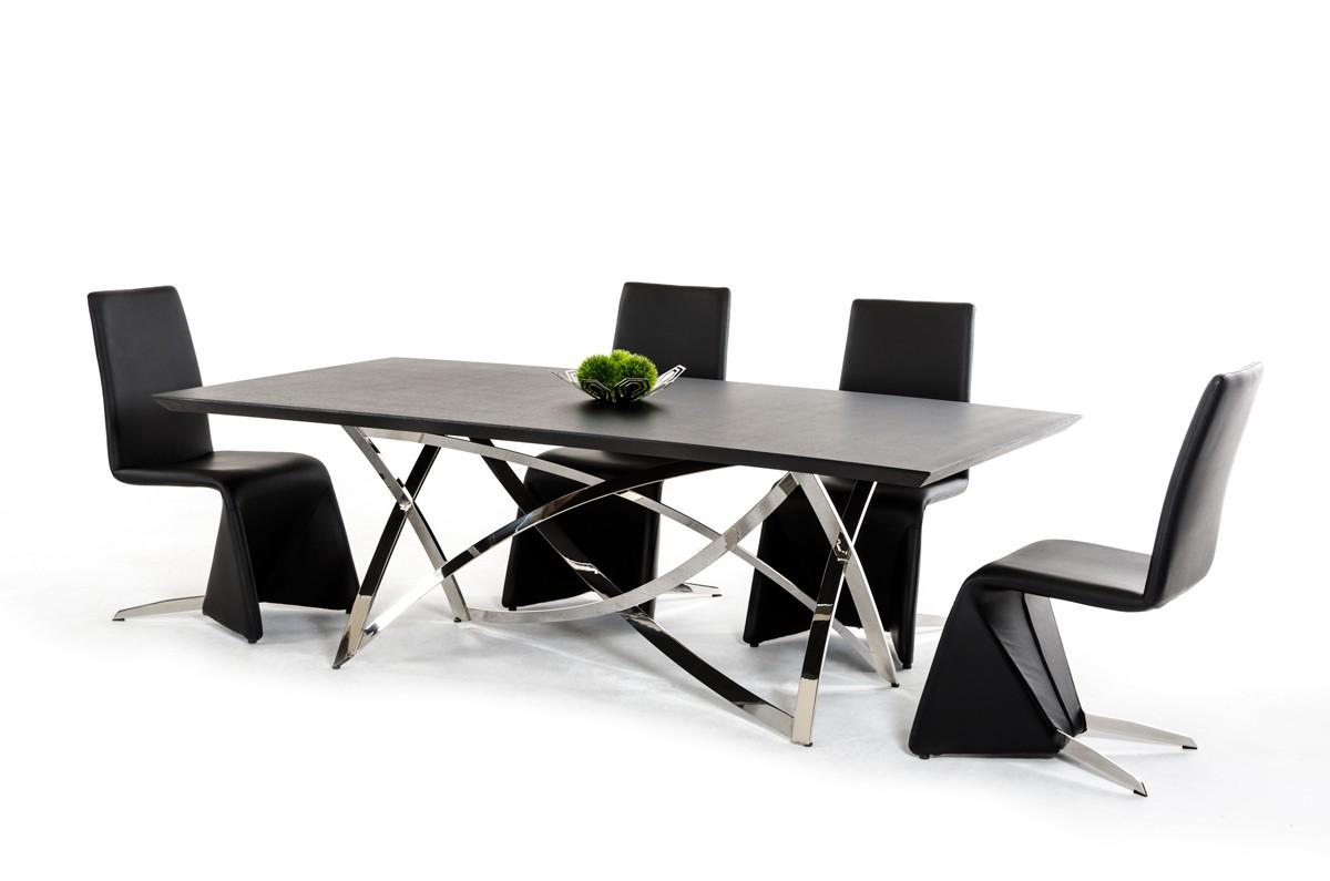 

    
VIG Modrest Labyrinth Wenge Dining Table Black Chairs Set 7 Pcs Modern
