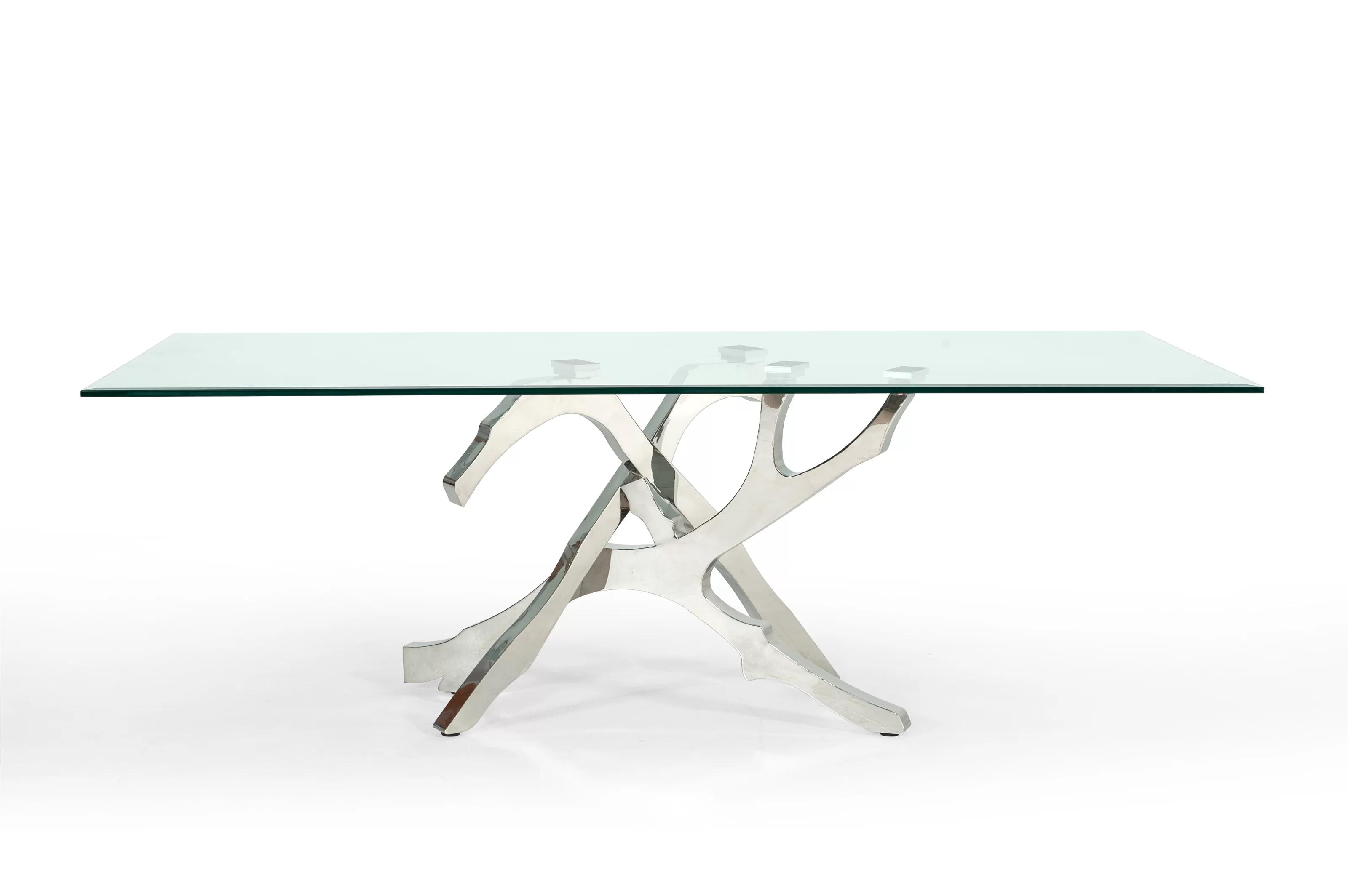 Contemporary, Modern Dining Table Legend VGVCT8111-STL in Silver 