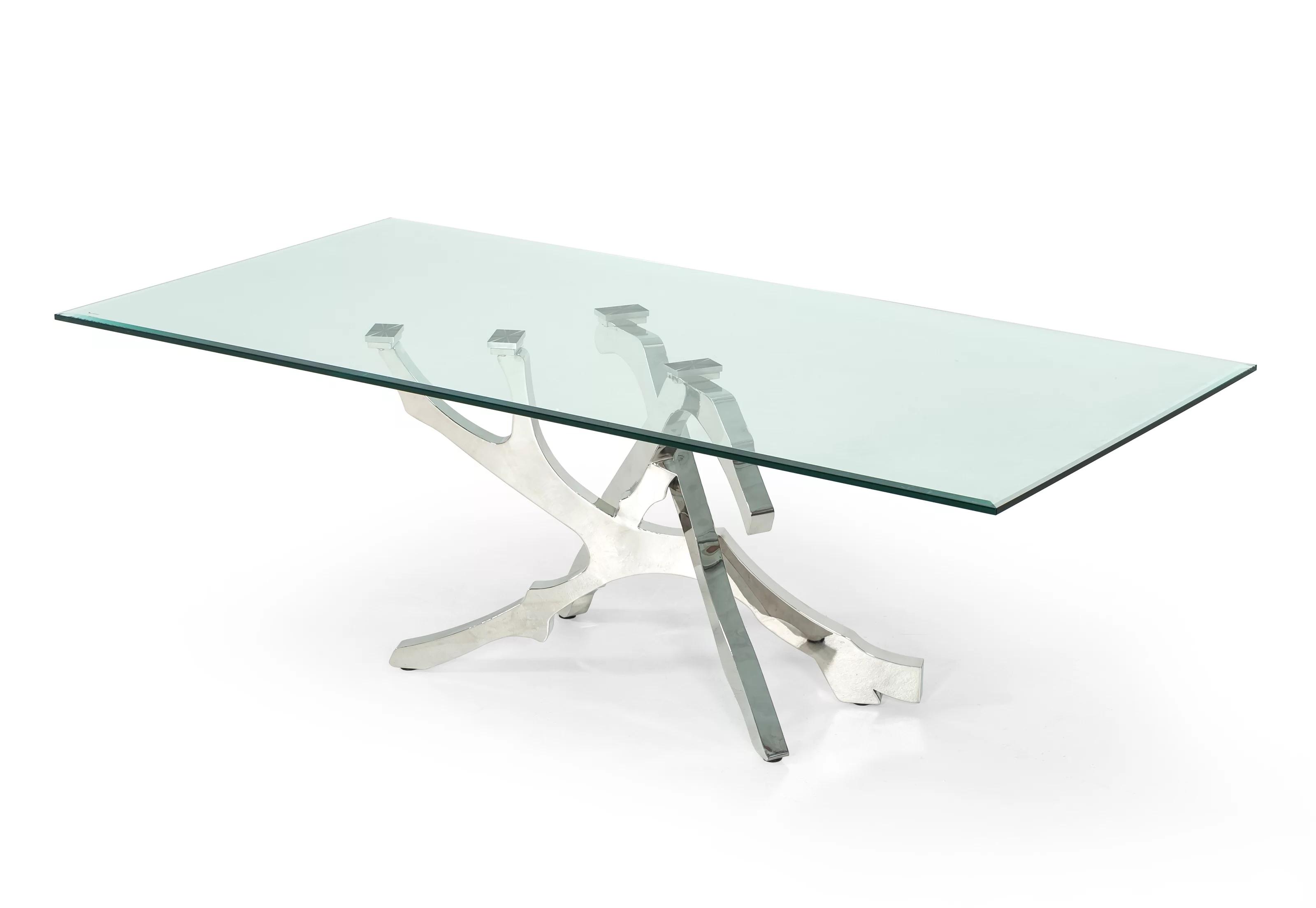 

    
Tree Branch Clear Glass & Silver Steel Dining Table by VIG Modrest Legend
