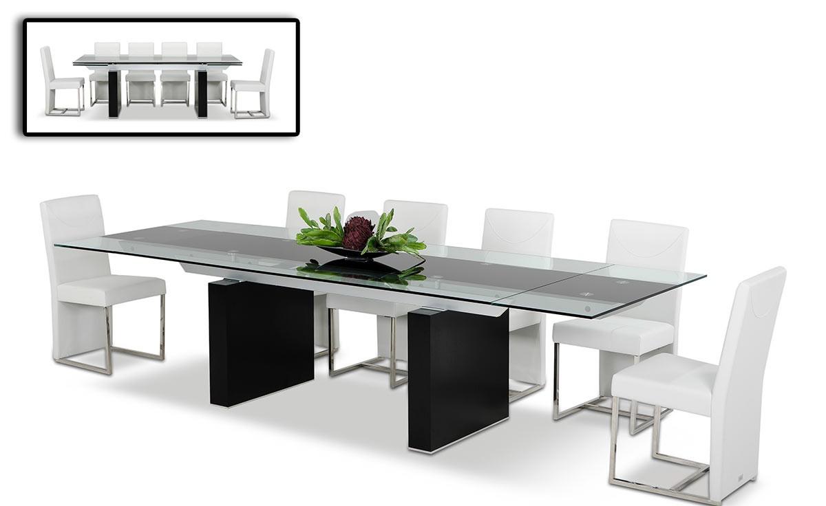 Contemporary, Modern Dining Table Modrest Lisbon VGGU-328L-B in Clear, Wenge 