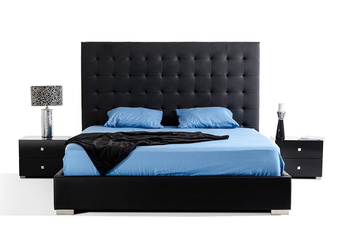 

    
VIG Modrest Lyrica Black Leatherette Tall Headboard Queen Bedroom Set 2P Modern
