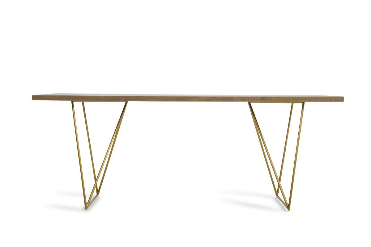

    
Modern Tobacco & Antique Brass Dining Table by VIG Modrest Marcia

