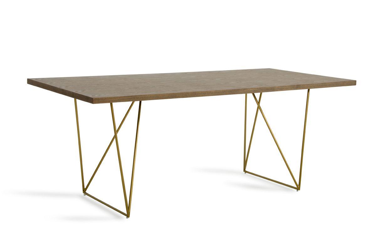 Contemporary, Modern Dining Table Marcia VGGU2857DT-A in Tobacco, Antique Brass, Brown 