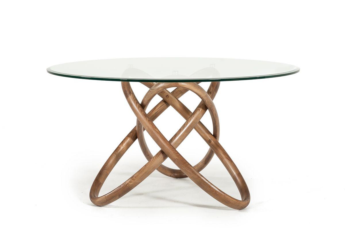 

    
Modern Round Glass & Walnut Dining Table by VIG Modrest Mason
