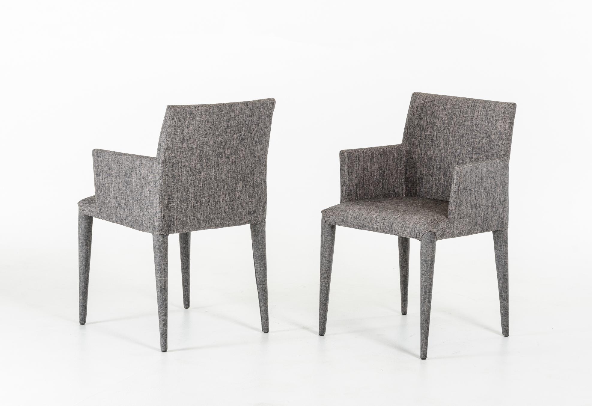 Modern Dining Arm Chair Modrest Medford VGEUMC-8219CH-A in Gray Fabric