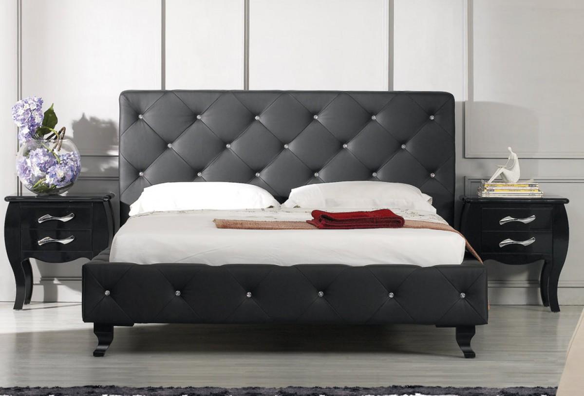 

    
VIG Modrest Monte Carlo Black Leatherette Crystals Tufted King Platform Bedroom Set 2Pcs
